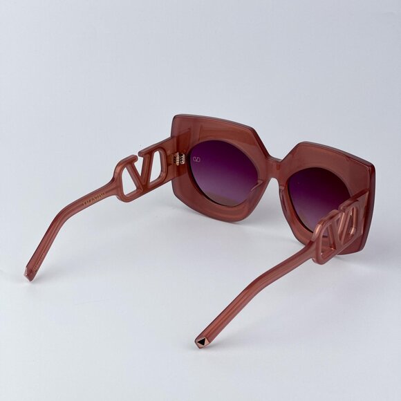 Valentino Women BRAND NEW Sunglasses Titanium Pink Gold Rose Oversized Square main image 4